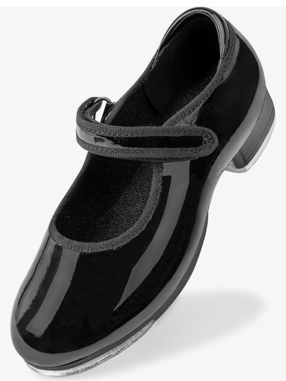 Girls' Black Patent Mary Jane Tap Shoe with Velcro Strap